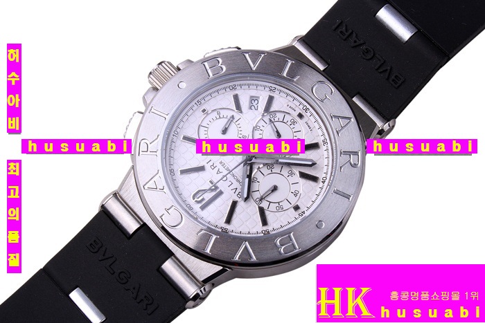 Ұ ڽð Replica Bvlgari Men Black Bracelet Japanese Quartz MOVEMENT Stainless SteelReplica  White Case Stainless Steel.117928-56